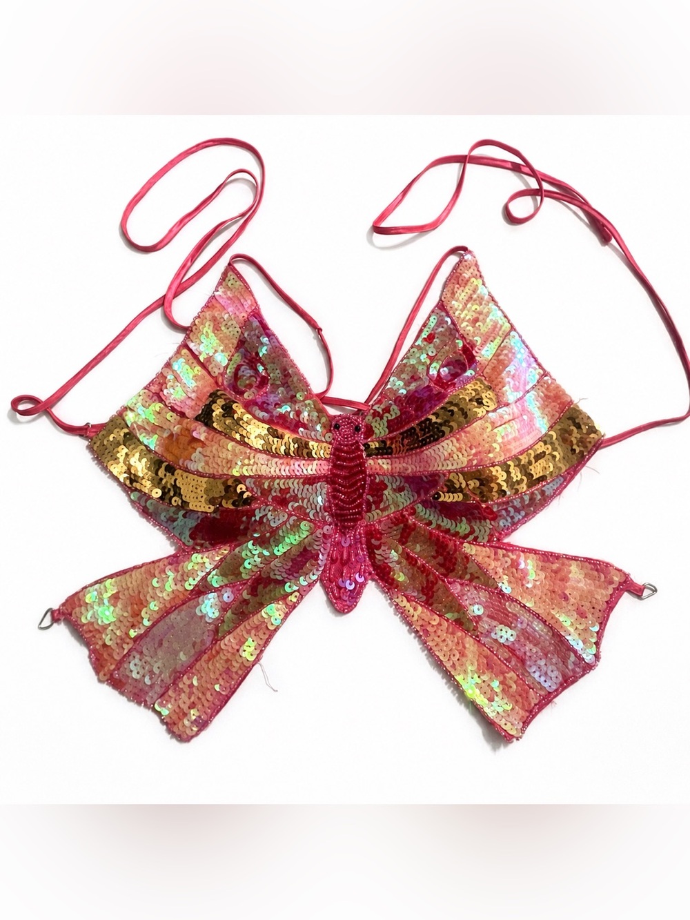 Vintage Y2K Beaded & Sequin Embellished Butterfly Top